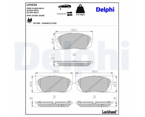 Brake Pad Set, disc brake LP3535 Delphi, Image 3