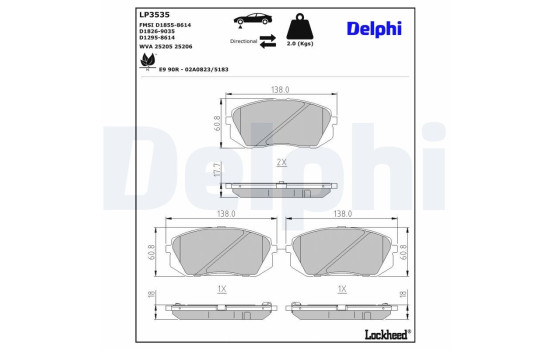 Brake Pad Set, disc brake LP3535 Delphi, Image 3