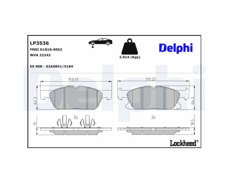 Brake Pad Set, disc brake LP3536 Delphi