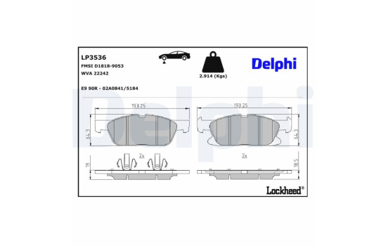 Brake Pad Set, disc brake LP3536 Delphi