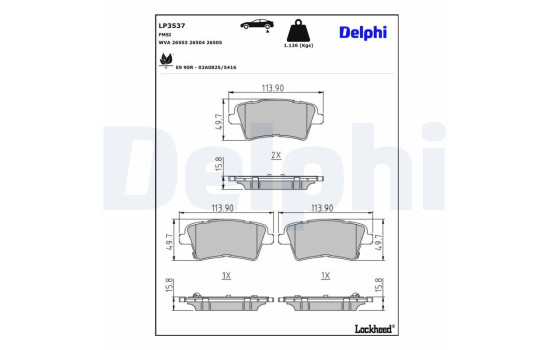 Brake Pad Set, disc brake LP3537 Delphi