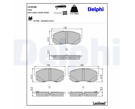 Brake Pad Set, disc brake LP3538 Delphi, Image 2