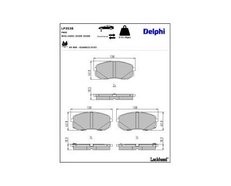 Brake Pad Set, disc brake LP3538 Delphi, Image 3