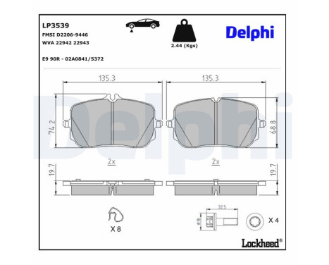 Brake Pad Set, disc brake LP3539 Delphi