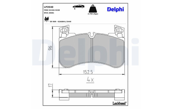Brake Pad Set, disc brake LP3540 Delphi, Image 3