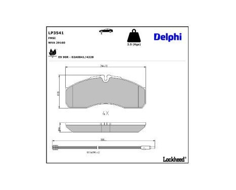 Brake Pad Set, disc brake LP3541 Delphi