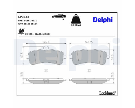Brake Pad Set, disc brake LP3542 Delphi, Image 2