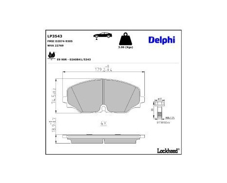Brake Pad Set, disc brake LP3543 Delphi
