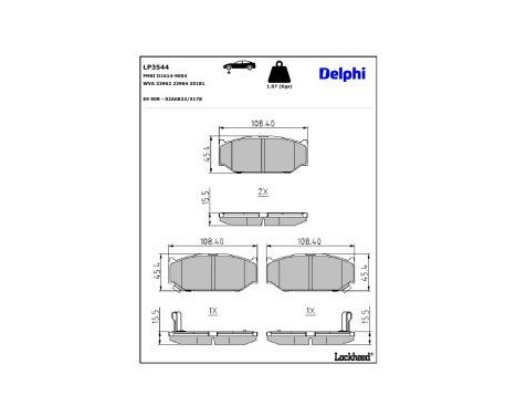Brake Pad Set, disc brake LP3544 Delphi