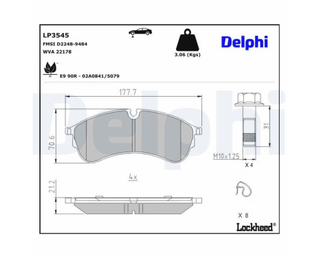 Brake Pad Set, disc brake LP3545 Delphi