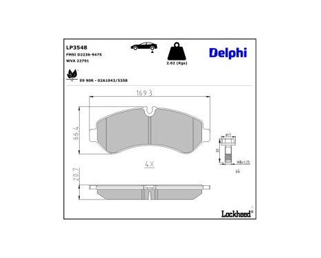 Brake Pad Set, disc brake LP3548 Delphi, Image 3