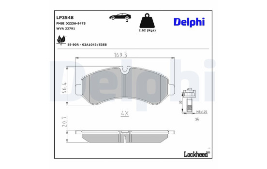 Brake Pad Set, disc brake LP3548 Delphi, Image 3