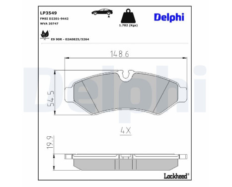 Brake Pad Set, disc brake LP3549 Delphi, Image 3