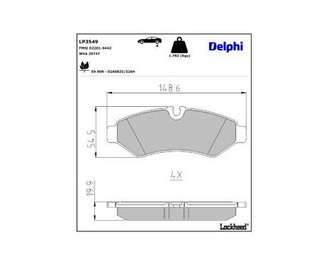 Brake Pad Set, disc brake LP3549 Delphi, Image 3