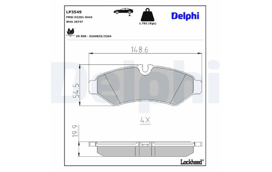 Brake Pad Set, disc brake LP3549 Delphi, Image 3