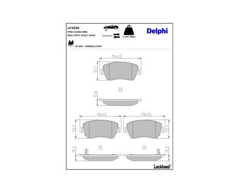 Brake Pad Set, disc brake LP3550 Delphi, Image 3