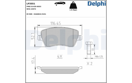 Brake Pad Set, disc brake LP3551 Delphi, Image 5