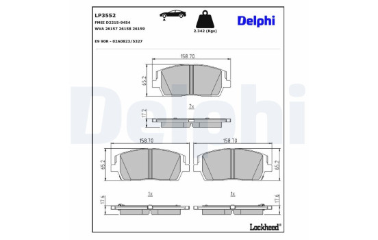 Brake Pad Set, disc brake LP3552 Delphi, Image 3
