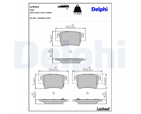 Brake Pad Set, disc brake LP3553 Delphi
