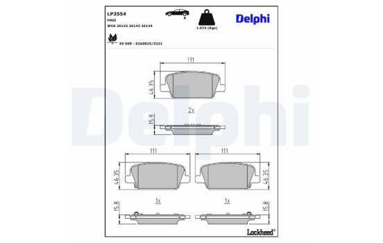 Brake Pad Set, disc brake LP3554 Delphi