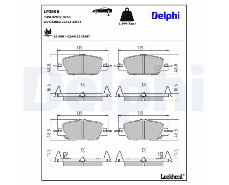 Brake pad set, disc brake LP3566 Delphi, Image 3