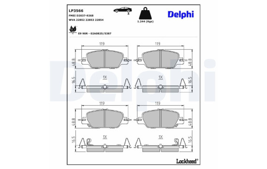 Brake pad set, disc brake LP3566 Delphi, Image 3