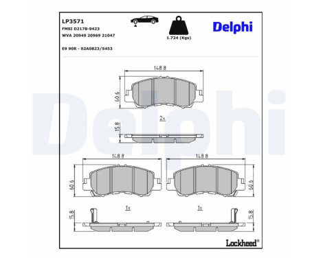 Brake Pad Set, disc brake LP3571 Delphi
