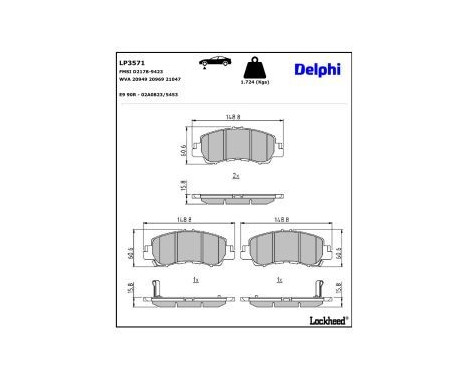 Brake Pad Set, disc brake LP3571 Delphi