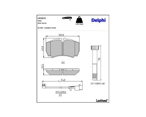 Brake Pad Set, disc brake LP3573 Delphi