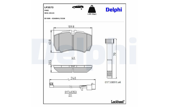 Brake Pad Set, disc brake LP3573 Delphi