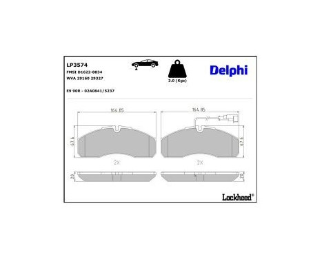 Brake Pad Set, disc brake LP3574 Delphi