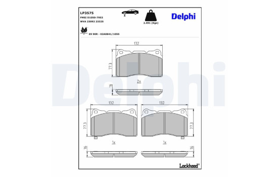 Brake Pad Set, disc brake LP3575 Delphi