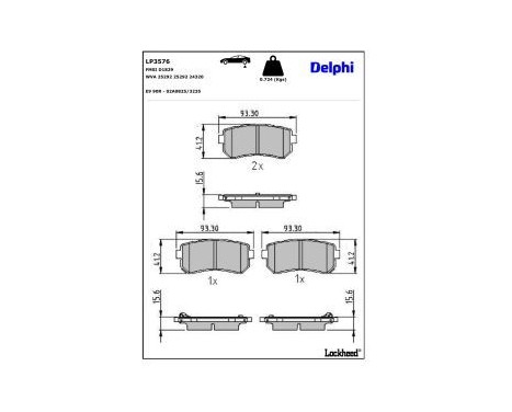 Brake Pad Set, disc brake LP3576 Delphi, Image 3
