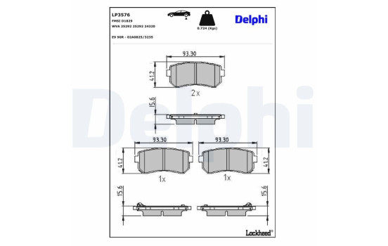 Brake Pad Set, disc brake LP3576 Delphi, Image 3