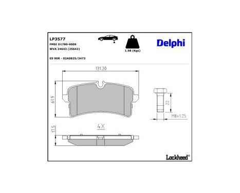 Brake Pad Set, disc brake LP3577 Delphi