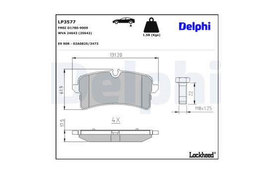 Brake Pad Set, disc brake LP3577 Delphi