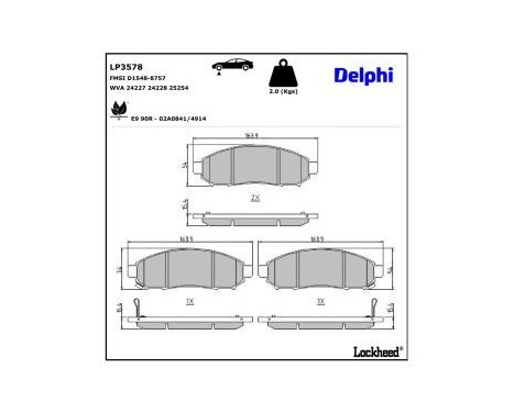 Brake Pad Set, disc brake LP3578 Delphi