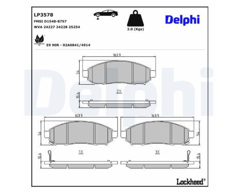 Brake Pad Set, disc brake LP3578 Delphi