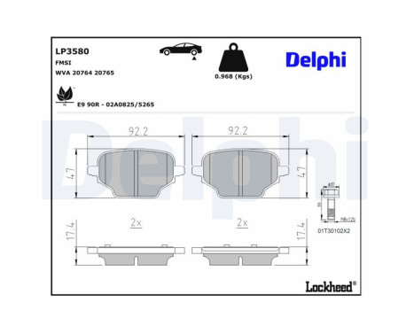 Brake Pad Set, disc brake LP3580 Delphi, Image 3