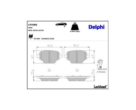 Brake Pad Set, disc brake LP3580 Delphi, Image 3