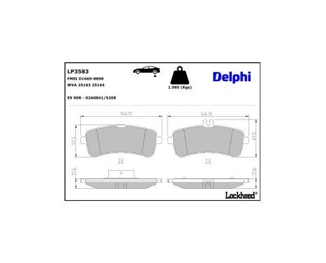 Brake Pad Set, disc brake LP3583 Delphi