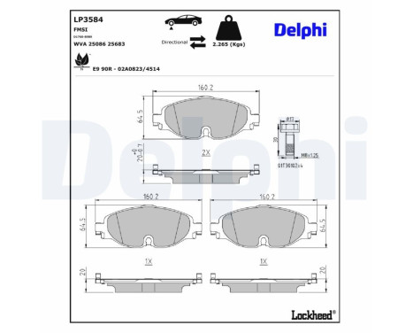 Brake Pad Set, disc brake LP3584 Delphi
