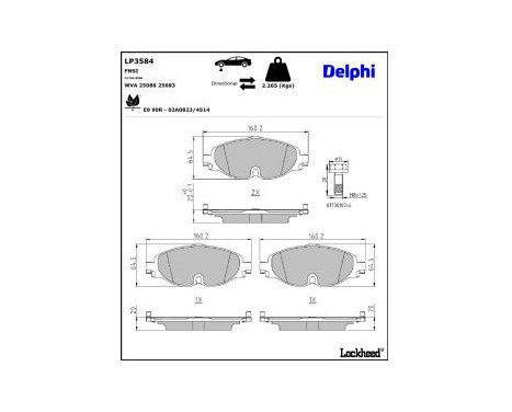 Brake Pad Set, disc brake LP3584 Delphi, Image 3
