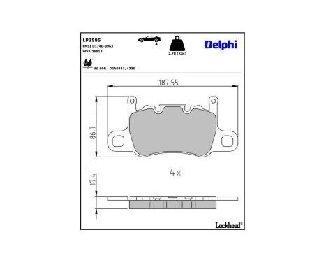 Brake Pad Set, disc brake LP3585 Delphi