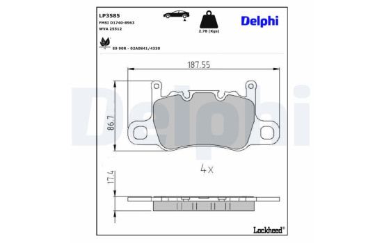 Brake Pad Set, disc brake LP3585 Delphi