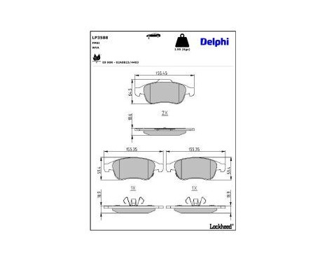 Brake Pad Set, disc brake LP3588 Delphi, Image 3