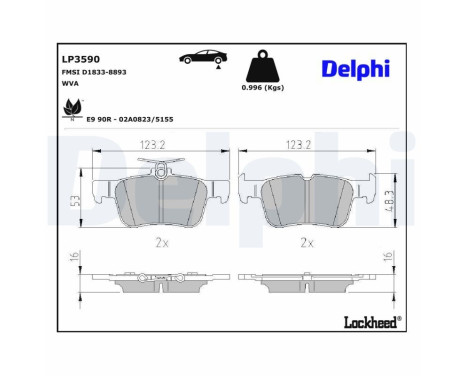 Brake Pad Set, disc brake LP3590 Delphi, Image 3
