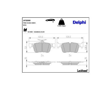 Brake Pad Set, disc brake LP3590 Delphi, Image 3