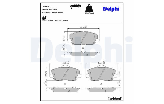 Brake pad set, disc brake LP3591 Delphi, Image 3
