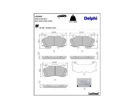 Brake Pad Set, disc brake LP3592 Delphi